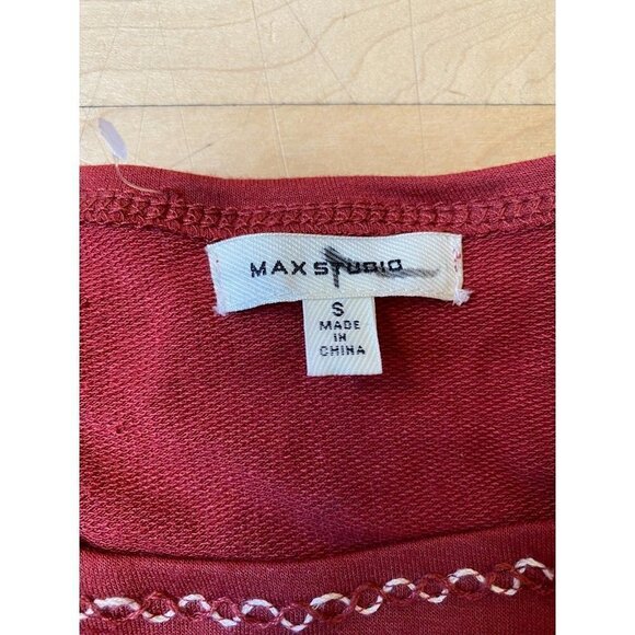 MAX Studio BNWOT Lantern Sleeve Dress Burgundy - Picture 7 of 8